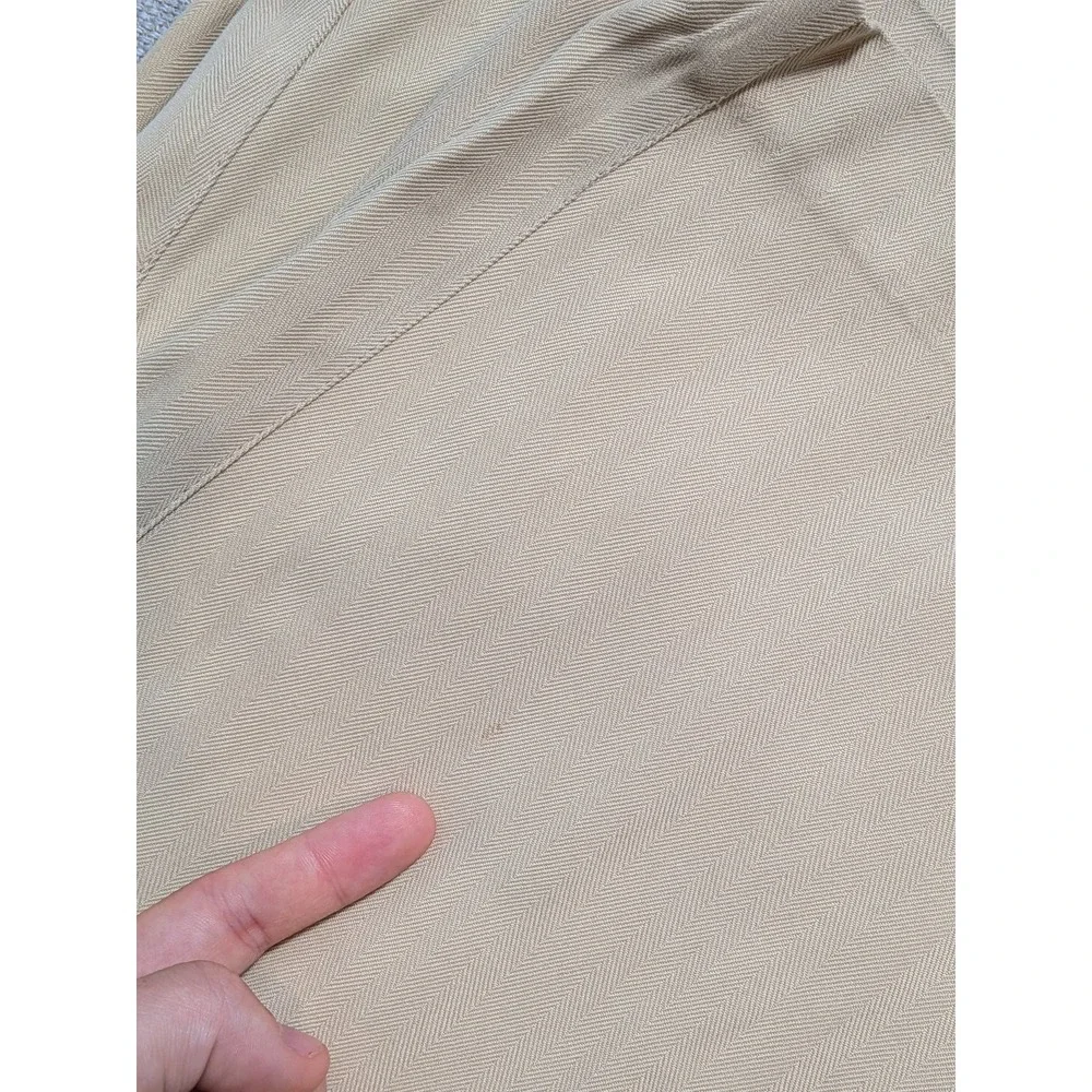 Roundtree & Yorke Caribbean Mens Pants Tan 34x29 100% Silk Herringbone Relaxed